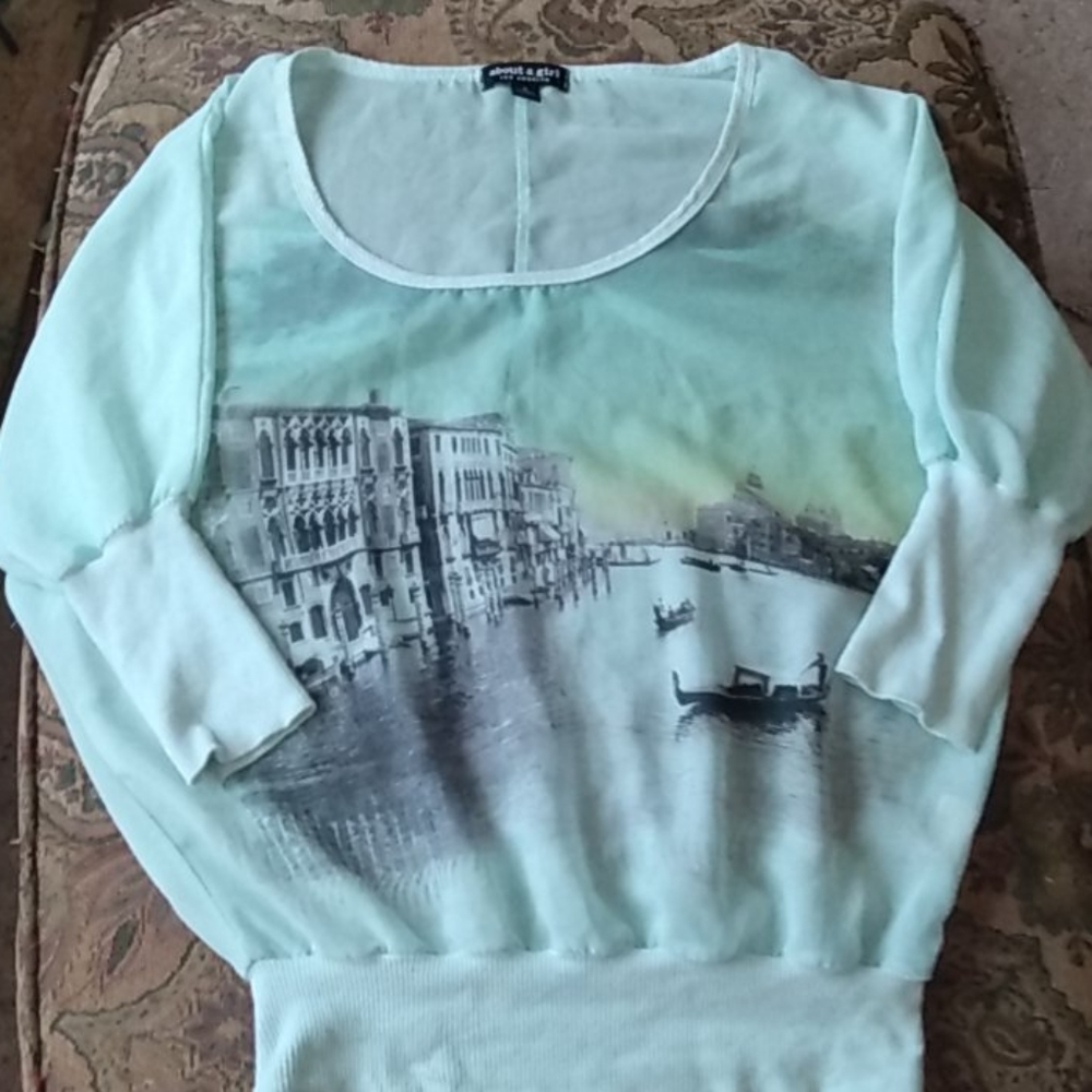 Light blue blouse very sheer never worn
